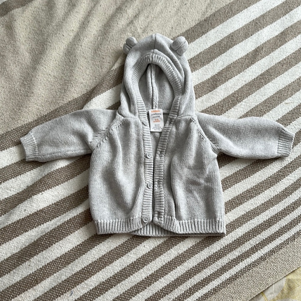 Gymboree newborn essentials bear ear button up sweater